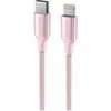 SWISSTEN TEXTILE II duomenų kabelis USB-C – žaibiškas 1,5 m rožinis