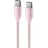 SWISSTEN TEXTILE II duomenų kabelis USB-C - USB-C 1,5 m rožinis