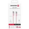 SWISSTEN TEXTILE II duomenų kabelis USB-C - USB-C 1,5 m rožinis