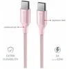 SWISSTEN TEXTILE II duomenų kabelis USB-C - USB-C 1,5 m rožinis