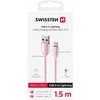 SWISSTEN TEXTILE II duomenų kabelis USB - Lightning 1,5m rožinis