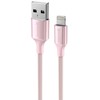 SWISSTEN TEXTILE II duomenų kabelis USB - Lightning 1,5m rožinis