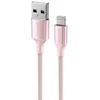 SWISSTEN TEXTILE II duomenų kabelis USB - Lightning 1,5m rožinis
