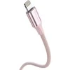 SWISSTEN TEXTILE II duomenų kabelis USB - Lightning 1,5m rožinis