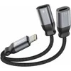 Swissten Textile Lightning Audio Charging Adapteris 2x Lightning 0.12m