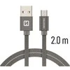 Swissten Textile greito įkrovimo universalus mikro USB laidas 2m Pilkas