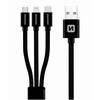 USB kabelis Swissten USB-A - USB-C + microUSB + Žaibas 1,2 m Juodas (72501101)