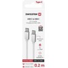 Swissten Textile Universal Quick Charge 3.1 USB-C / USB-C Data and Charging Cable 0.2m sidabrinis