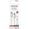 Kabelis USB Swissten Swissten Textile Universal Quick Charge 3.1 USB-C / USB-C Data and Charging Cable 0.2m sidabrinis