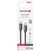 Swissten Textile Universal Quick Charge 3.1 USB-C / USB-C Data and Charging Cable 0.2m juodas