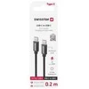 Kabelis USB Swissten Swissten Textile Universal Quick Charge 3.1 USB-C / USB-C Data and Charging Cable 0.2m juodas