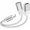 SWISSTEN TEXTILE Įkrovimo garso adapteris USB-C (M) - 2x USB-C (F) 0,12 m baltas