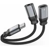 Swissten Textile USB-C / USB-C / Aux 3.5mm Charging Audio Adapteris 0.12m