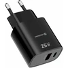 Swissten Travel Charger Edge GaN USB-A 18W / USB-C 25W juodas