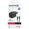 SWISSTEN Síťový adaptér GaN USB-C + datový kabelis USB-C - USB-C 1.2m juoda