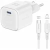 „Swissten“ kelioninis įkroviklis GaN USB-C 35 W PD + duomenų kabelis USB-C – „Lightning“ 1,2 m