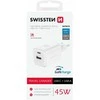 Swissten kelioninis įkroviklis GaN USB-C / PD USB-A / 18W QC / 45W