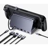 Doko stotelė Ugreen CM800, 6-in-1, skirta nešiojamoms konsolėms Steam Deck / Asus ROG Ally, USB-C į HDMI 4K 120Hz, 2x USB, USB-C, RJ45 (pilka)