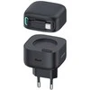 USAMS įkroviklis 1xUSB-C su ištraukiamu USB-C laidu (tik antgalis) PD+QC 35W Gan Fast Charging juodos spalvos