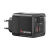 Verbatim įkroviklis laidinis GaN 65W 2xUSB-C/USB-A + Adapteris EU/UK/US juodos spalvos 32217
