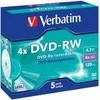 Verbatim DVD-RW 4.7GB 4X Matinis Sidabrinis jewel box - 43285