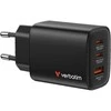 Verbatim GaN Travel Charger Essentials 65W, 2×USB-C PD, 1×USB-A QC, EU Plug, Juodas