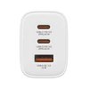 Verbatim GaN Travel Charger Essentials 65W, 2×USB-C PD, 1×USB-A QC, EU Plug, Baltas