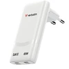 Verbatim GaN Travel Charger Fold 'n' Go 65W, 2×USB-C PD EU Plug, Baltas