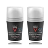 Rutulinis antiperspirantas vyrams Vichy Homme 48H Deo, ypač jautriai odai, bekvapis, 2 x 50 ml