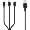 XO kabelis NB103 3in1 USB - Lightning + USB-C + microUSB 1,0 m 2,1A juodos spalvos