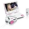 Vaizdo grotuvas LENCO DVP-910 9 DVD-Player + USB &amp; KfZ-Halterung. pink/wei
