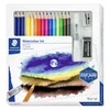 Kūrybinis rinkinys STAEDTLER 146 10C, 12 spalvotų pieštukų + 3 grafitiniai pieštukai, vandens teptukas, drožtukas