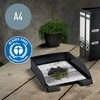 Juodas Leitz Recycle dokumentų padėklas ant darbo stalo