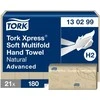 Rankų valymo servetėlės TORK ADVANCED, H2, 130299,2 sl., 180 serv., 21.3 x 24 cm, natūralios sp.
