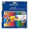 Spalvoti pieštukai STAEDTLER NORIS, šešiabriauniai, akvareliniai, 24 vnt. + teptukas