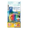 Spalvoti pieštukai STAEDTLER NORIS, šešiabriauniai, akvareliniai, 12 vnt. + teptukas