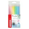 Spalvoti pieštukai KORES KOLORES PASTEL, tribriauniai, 3mm, 12 pastelinių spalvų