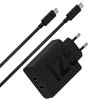 MCD-1252 Motorola TurboPower Duo 2xUSB-C 125W kelioninis įkroviklis + USB-C/USB-C Data kabelis juodos spalvos