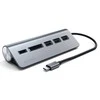 SATECHI Type-C aliuminio USB 3.0 šakotuvas ir kortelių skaitytuvo vieta pilka