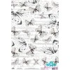 Beldizart Ryžių kortelė dekupažui "Monochrome, Butterflies and notes" dydis: 21*30 cm AM400446D