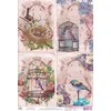 Beldizart Ryžių kortelė dekupažui "Paukščiai narvelyje rožiniame fone" dydis: 21*30 cm AM400264D