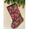 Merejka Kryželiu siuvinėjimo rinkinys "Rožinė Poinsettia Christmas Stocking" 35x22 cm SK262