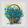 Riolis Kryželiu siuvinėjimo rinkinys "Neužmirštuolės krepšelyje" 22x22 cm SR2170