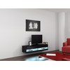 Cama Meble TV staliukas VIGO '140', 30/140/40 (spalva: Juoda/Blizgi juoda)