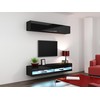 Cama Meble TV staliukas VIGO '140', 30/140/40 (spalva: Juoda/Blizgi juoda)