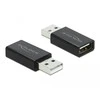 DELOCK Adapteris USB A /F 2.0 į USB A /M 2.0 su duomenų blokatoriumi juodas