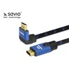 HDMI-HDMI v2.1 kabelis, 3 m, 8K, kampinis, OFC, varis, paauksuotas, Ethernet / 3D CL-148 SAVIO mėlyna-juoda