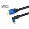 HDMI-HDMI v2.1 kabelis, 3 m, 8K, kampinis, OFC, varis, paauksuotas, Ethernet / 3D CL-148 SAVIO mėlyna-juoda