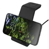 3-in-1 belaidis įkroviklis DELTACO 15 W, USB-C, Qi sertifikuotas, LED indikatorius, juodas / QI-1037