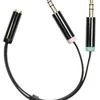 Adapteris DELTACO 3.5mm 4pin F - 2x3.5mm 3pin M, 0.1m, juodas lankstus / AUD-202